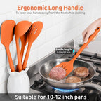 Silicone Kitchen Cooking Utensil Set: U-Taste 600ºF Heat Resistant 13.6in Extra Long Kitchen Tools, Food-Grade Non-Stick Spatula Turner Spoon Ladle for Stir Frying, Serving, Mixing (5 Pieces, Orange)