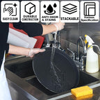 CURTA 2-Pack Restaurant Grade Non-Slip Tray, NSF, Oval 22-Inch x 27-Inch, Plastic Rubber Lined Round Serving Tray, Black