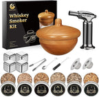 G GOOD GAIN Whiskey Smoker Kit with Torch - Old Fashioned Cocktail Smoker Infuser Kit, 6 Flavors Wood Chips, 4 Ice Stone | Birthday Bourbon Whiskey Gifts for Men, Dad, Husband (No Butane)