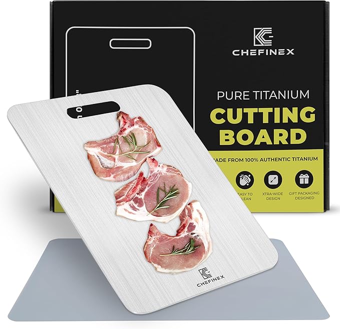 Pure Titanium Cutting Board – 14” x 11” x 0.08” – Ultra-Wide, Real Titanium, No Odor, Hygienic Surface For Fruits, Vegetables, Meat, Heavy-Duty Metal Chopping Mat for Kitchen (Large)