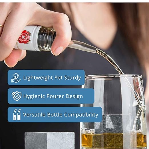 FSE Tapered Pourer Set (Pack of 12), Stainless Steel Design, Reusable, Provides Precise Mess-Free Pouring, Perfect for Spirits and Syrups, Ideal for Bars and Kitchens