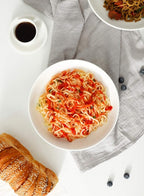 Teocera Pasta Bowls, Large Salad Bowls, Porcelain Bowl Set, Wide and Shallow, Microwave and Dishwasher Safe, 35 Ounce - Set of 4, White