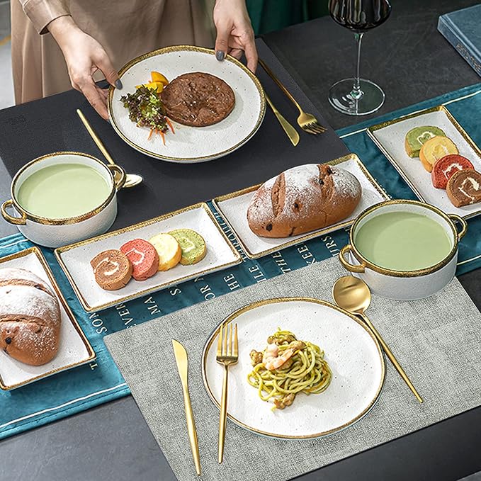 SUEH DESIGN Leather Placemats Set of 6 Reversible Table Mats Heat Resistant Waterproof No-Slip Place Mats for Dining Table Kitchen Parties