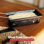 Swissmar Tandem Candle Fondue & Raclette Set - Portable 2-in-1 Tabletop Fondue Pot with Raclette Dish, Forks, Spatula & Tealight Candles