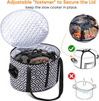 BAGSPRITE Slow Cooker Carrying Case Compatible with 6-8 Quart Crockpot Carrier for Hot Food and Hamlton Beach Slow Cooker Tote with Lid Fastener for Crock-pot Dust Cover Applicances