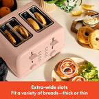 bella 4 Slice Toaster, 6 Setting Shade Control with Reheat & Cancel Buttons, Removable Crumb Tray, Anti Jam & Auto Shutoff, 900 Watt, Blossom
