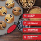 Boxiki Kitchen 24 Cup Mini Muffin Pan with Silicone Handles | Professional Non-Stick Cupcake Pan for Muffins, Cupcakes, Egg Bites, and More