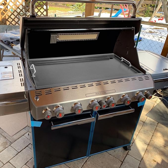 Full Size Griddle Inserts for Weber Summit 600 Series Grills, Flat Top Griddle for Summit E/S 640/650/660/670 Gas Grills with a Smoker Box, Replacement Parts for Weber 67552 Grates