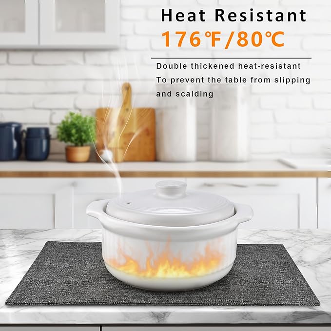 Dark Gray Cloth Placemats Set of 8 - Easy to Clean Fabric Table Placemats - Machine Washable Placemats- Heat Resistant Non-Slip Table Mats (Dark Gray, 8)