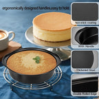 8 Inch Cake Pan, Nonstick 4 Pack Round Cake Pans with 100PCS Pre-cut Parchment Paper for Birthday Christmas, Durable Circle Cake Pan Sets with Handle for Baking Multi-Layer Cakes, Dishwasher Safe