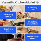 304 Stainless Steel Meat Tenderizer Mallet, Dual Side Meat Hammer Chicken Pounder, Heavy Duty Meat Beater for Steak and Beef, Meat Pounder Kitchen Cooking Mallet Dishwasher Safe
