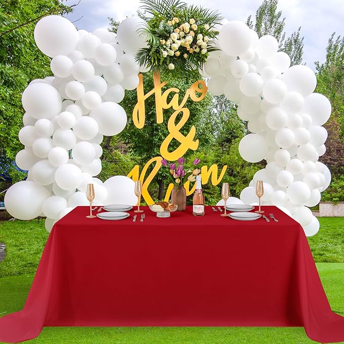 Fitable Elegant Red Rectangle Table Clothes, 6 Pack - 90 x 132 Inch - Reusable and Washable Tablecloths, Polyester Fabric Table Covers for Wedding, Party, Banquet, Formal Events