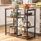 soges 3-Tier Kitchen Baker's Rack Utility Microwave Oven Stand Kitchen Island Cart Standing Storage Shelf Kitchen Workstation, Vintage Brown