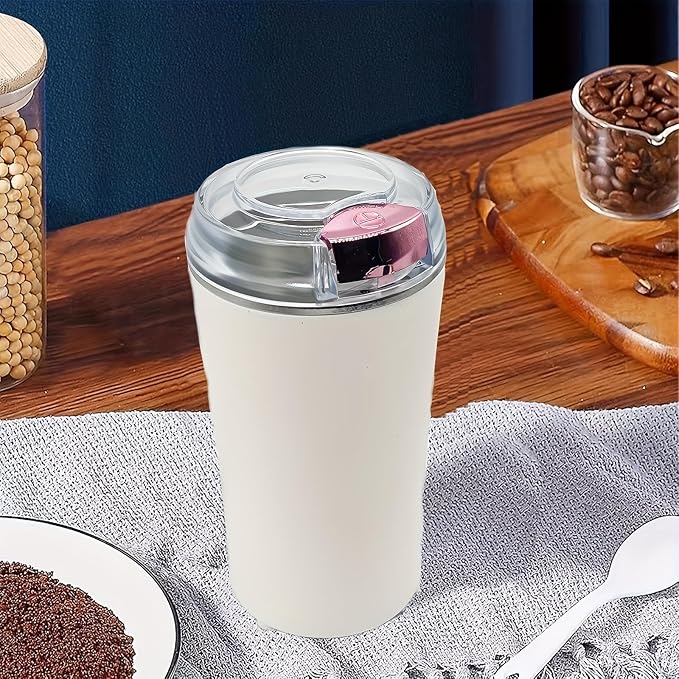 Electric Herb Grinder 200W Powerful Fast Grinding for Dry Spices Flower Buds with Brush, Easy On/Off One-Touch Push Button Powder Grinder Perfect For Herbs, Spices, Nuts, Grains and Coffee Beans