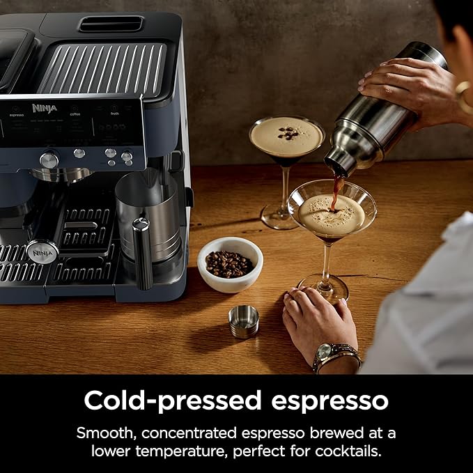 Ninja Luxe Café Premier Series, Espresso Machine, Drip Coffee Maker & Rapid Cold Brew, Integrated Grinder, Assisted Tamper, Hands-Free Frother, for Cappuccinos & Lattes, Cyberspace, ES601CY