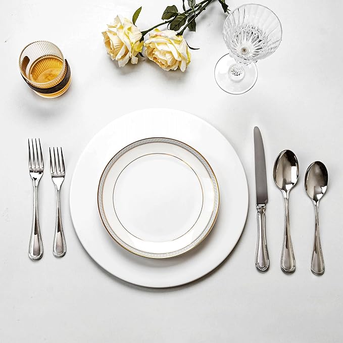 20-piece Silverware Set for 4, 18/10 Stainless Steel Flatware Set, Fine Silverware Set, Serving Utensil Sets, Finely Polished and Dishwasher Safe, Prolos