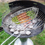 Fish Grill Basket for Grilling, Stainless Steel Basket, Non-Stick Fish Rack for Grilling with Adjustable Lock Removable Handle, Ideal for BBQ, Camping, Charcoal and Gas Grills
