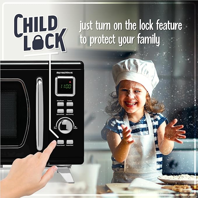 Nostalgia NMCMO9FTBK6A Microwave Oven, 0.9 Cu. Ft, Black