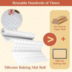 Silicone Baking Mat, 16 IN x 10 FT Free Cutting Baking Sheet,Non-Stick Reusable Dough & Pastry Mat,Non-Slip Silicone Mat Roll for Air Fryer Liner,Freeze Dryer,Oven Baking Pan,Kitchen Counter
