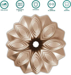 Baker's Secret Nonstick for Fluted Cake Pan, Perfect for Fluted Cakes, Die Cast Aluminum Cake Pans, 2 Layers Non-stick Coating For Easy Release, compatible with Fluted Cake Pans - (Bloom)