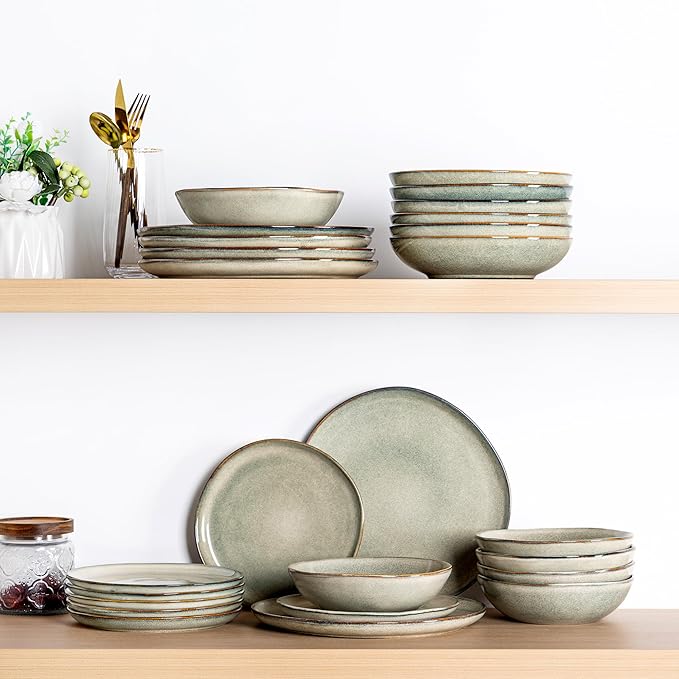 AmorArc Ceramic Dinner Plates Set of 6,10.5 Inch Handmade Reactive Glaze Stoneware Plates,Rustic Shape Dinnerware Dish Set for Kitchen,Microwave & Dishwasher Safe,Scratch Resistant-Reactive Color