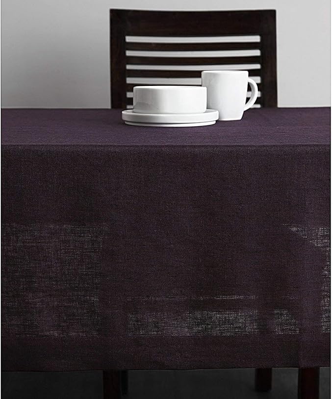 Solino Home Grape Linen Tablecloth 60 x 108 Inch - 100% Pure Linen Table Cloth for Rectangle Tables - Athena, Machine Washable Tablecloth for Summer, Fall, Autumn, Halloween