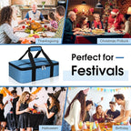 Insulated Casserole Carrier, Portable Casserole Carrier for Hot or Cold Food Lunch Tote Warmer or Cooler Bag, Lasagna Lunch Bag for Potluck Parties- Fits 9" x 13" Baking Dish-Azure