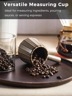 Espresso Cup, Ceramic Espresso Measuring Cup with Handle, Expresso Shots Cups with Spout, Espresso Accessories, 200ML/6 OZ, Dark Agate Red