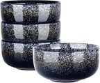 S&Q'S CERAMICS Bowl Set of 4, 36 Ounce Kitchen Bowls for Soup, Large Cereal, Breakfast, Oatmeal, Microwave and Dishwasher Safe, [Set of 4], (Navy Blue)