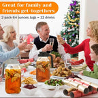 2 Pack Glass Pitchers with Lid, 64 oz Sun Tea Pitcher, Half Gallon Mason Jar Pitcher with Wide Mouth Airtight Lid for Ice Tea, Cold Brew Coffee, Fridge Water, Milk, Juices, Leak Proof Water Jug