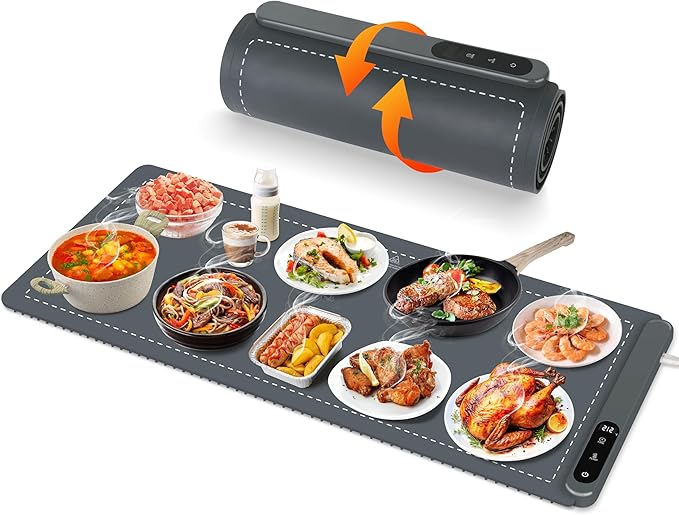 OcePor Warming Mat for Food,(XXL 36"x16") Electric Warming Tray,Extra Large Food Warmer Mat,Warming Pads for Food,Portable Heating Mat for Buffet,Parties,Buffets Party(Gray)