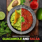 Umien™ Granite Mortar and Pestle Set - 100% Granite - 3.5-Cups - 8-Inch – Avocado Tool Included – Natural Stone Molcajete for Spices, Pestos, & Guacamole (Grey) - Stone Grinder - Guacamole