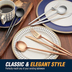 BirdyFly Matte Rose Gold Silverware Set, 20 Piece Stainless Steel Flatware Set Service for 4, Matte Rose Gold Cutlery Set, Include Knives/Forks/Spoons, Dishwasher Safe