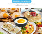 Stainless Steel Egg Rings for Frying Eggs（4 Pack） - 3.5" Round Non Stick Griddle Rings with Oil Brush, Egg Sandwich/Pancake/Cooking Molds, Breakfast Maker Accessories & Egg Separator
