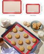Sopito 5PCS Non Stick Platinum Silicone Baking Mat for Half Sheet & Quarter Baking Sheet and 9'' Pizza Pan, Reusable & Food Safe Heat Proof Up to 480℉ Cooking Mat, Red