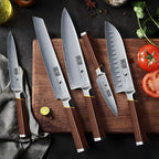 8 Pieces Knife Set with Magnetic Block, Ultra-Sharp High-carbon Steel Kitchen Knife Set, Professional Knife Block Set with Ergonomic Wooden Handle & Sharpener