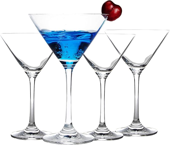 JEKOSEN Crystal Martini Cocktail Glasses 9 Ounce Set of 4 With Premium Gift Box Premium Strong Lead-Free Clear for Bar Martini