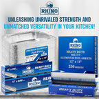 Rhino Aluminum Foil Heavy Duty - 18 x 525 sf, 25 Microns Thick (Pack of 2) Foil Aluminum Roll - Commercial Grade & Extra Thick, Strong Enough for Food Service Industry