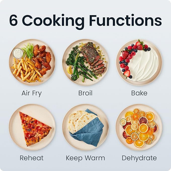 Chefman Crispinator Air Fryer 6-in-1 with 8 Qt capacity, 450°F Max Temp with TurboFry Pro Technology for Fast and Even Results, Viewing Window, Nonstick Ceramic Basket, 10-Pc Liner Starter Pack