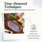 Portmeirion Minerals Oval Serving Platter (13.7"x 7.5") - Stoneware Serving Dish with Reactive Glaze, Amethyst - Modern Ceramic Serveware for Dining, Entertaining, Gifting - Great for Charcuterie