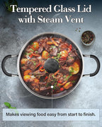 Cook N Home Nonstick Stockpot with Lid 6-QT, Professional Deep Cooking Pot Cookware Casserole with Glass Lid, Black