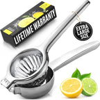 Zulay Extra Large Lemon Squeezer Stainless Steel - Easy Squeeze Heavy Duty Lemon Juicer Hand Press - Ergonomic Citrus Squeezer & Fruit Juicer for Small Oranges, Lemons, & Limes