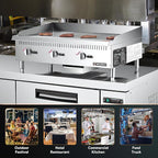 WILPREP Commercial Gas Griddle, 36 in. Gas Countertop Griddle with 3 30000 BTU U-Shaped Burners, NG LPG Compatible Flat Top Grill Hot Plate with Independent Knob Controls for Home Commercial Kitchen