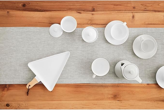 Solino Home Linen Table Runner 90 Inches Long - Athena, 100% Pure Linen Oyster Grey 14 x 90 Inch Table Runner for Dining, Summer, Fall, Autumn, Halloween