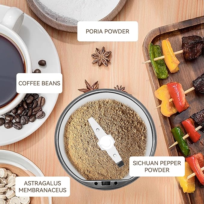 Small Coffee Grinder and Herb Grinder with 150W Powerful Motor & Anti-Skid Bottom, Designed for Grinding Spices, Nuts, and Coffee