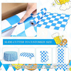 Tudomro 54 Inch x 100 FT Oktoberfest Tablecloth Roll, Oktoberfest Themed Party Supplies, Waterproof Plastic Blue and White Checkered Tablecloth for German Themed Birthday Party Decorations