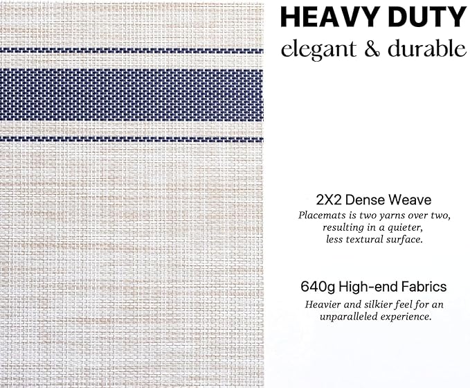 LEXMORE PlaceMats Set of 12 Vinyl/Plastic Woven Place Mats for Kitchen Table Indoor/Outdoor Washable PlaceMat Wipeable Dining Table Mats(Blue Skyline)