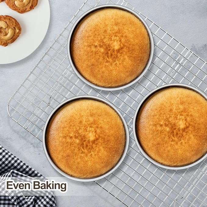 Homikit 6 Inch Round Cake Pan Set, Stainless Steel Small Baking Pans 3 Pack for Oven & Dishwasher, 2” Deep Small Nonstick Layer Cake Tins, Non-Toxic & Healthy