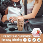 MUKOKO 32 oz Glass Tumbler with Straw,Glass Water Bottles with Time Marker,Iced Coffee Cup with 2 Lids-Handle Spout Lid&Straw Lid,Silicone Sleeve,Leakproof,1 Pack-Amber