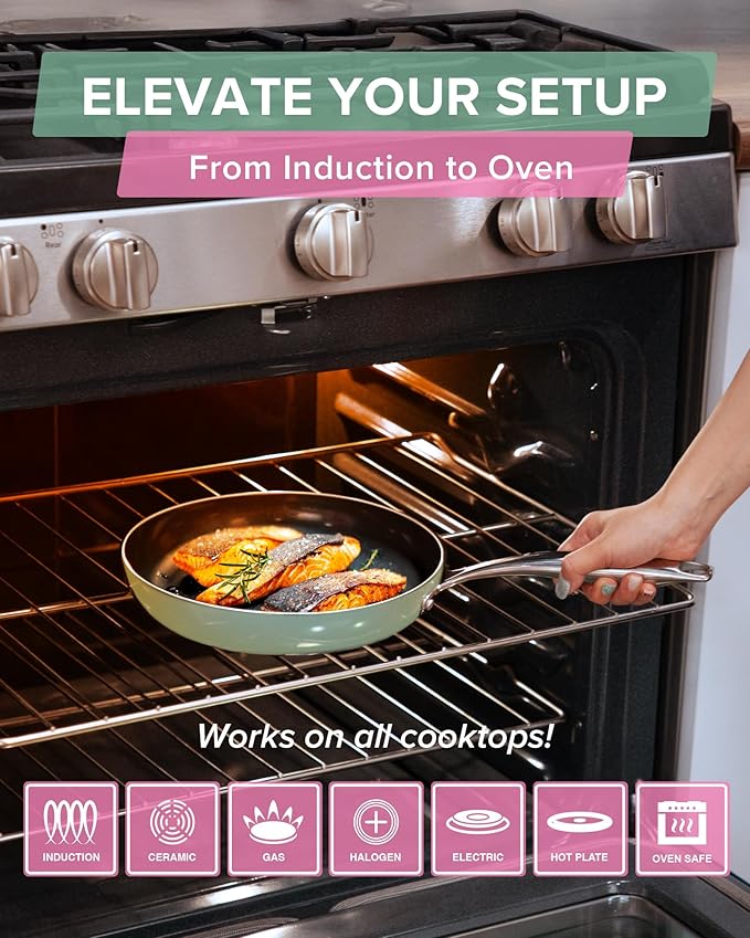 Nuwave Lux 13-Piece Premium Cookware Collection, Healthy G10 Duralon Blue Ceramic Nonstick, Ultra Durable, PFAS-Free, Lightweight & Works on All Cooktops